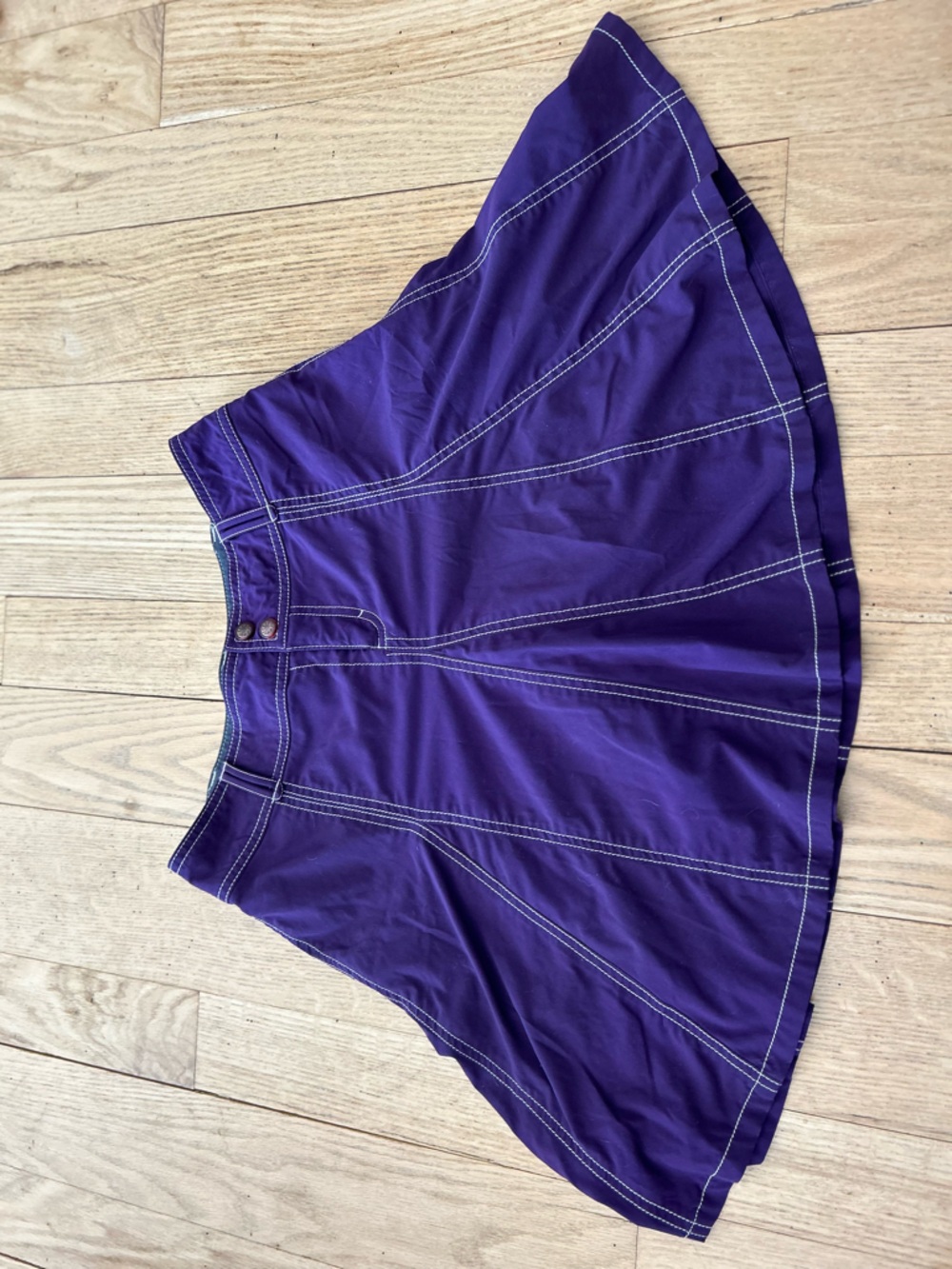 Purple Panelled Skort with Contrast Stitching